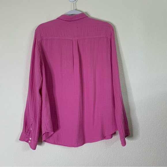 Xirena Womens pink scout long sleeve cotton gauze button down shirt L - Picture 7 of 8